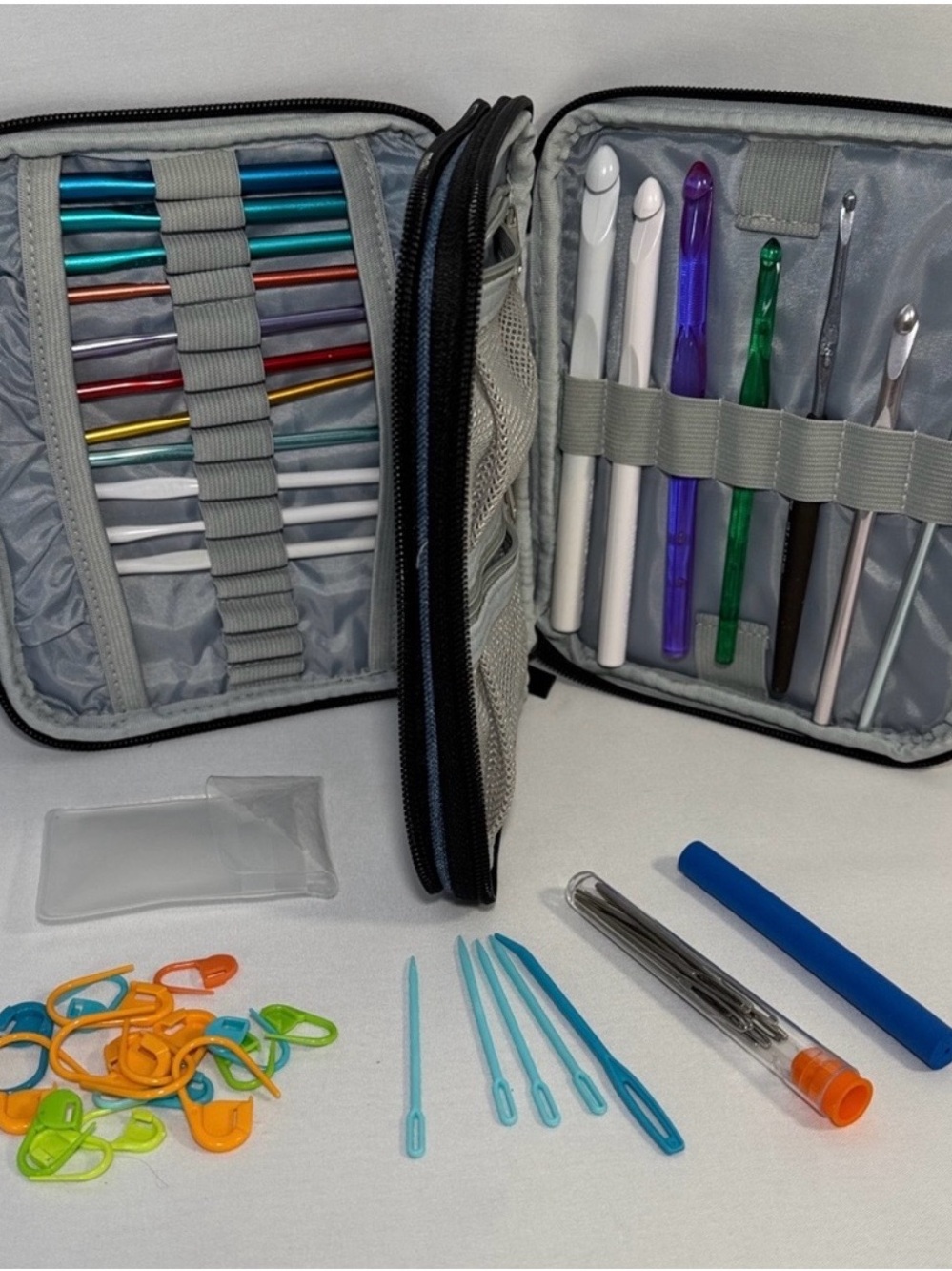 Crochet case with supplies